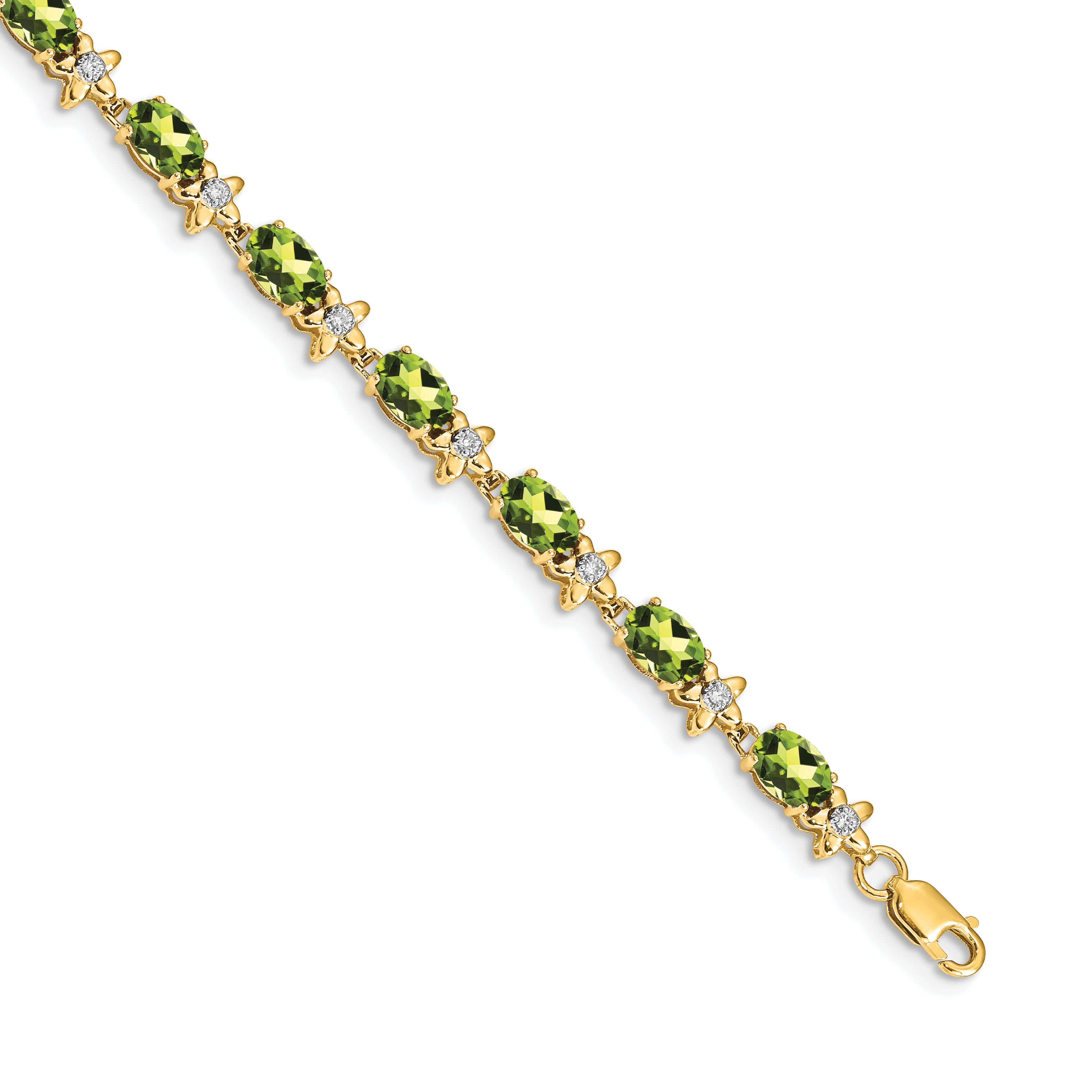 14k Floral Diamond and Peridot Bracelet