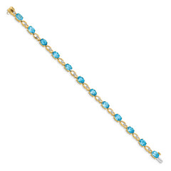 14k Blue Topaz and Diamond Bracelet