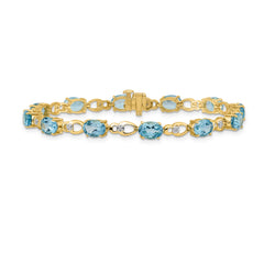 14k Blue Topaz and Diamond Bracelet