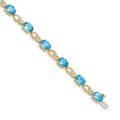 14k Blue Topaz and Diamond Bracelet