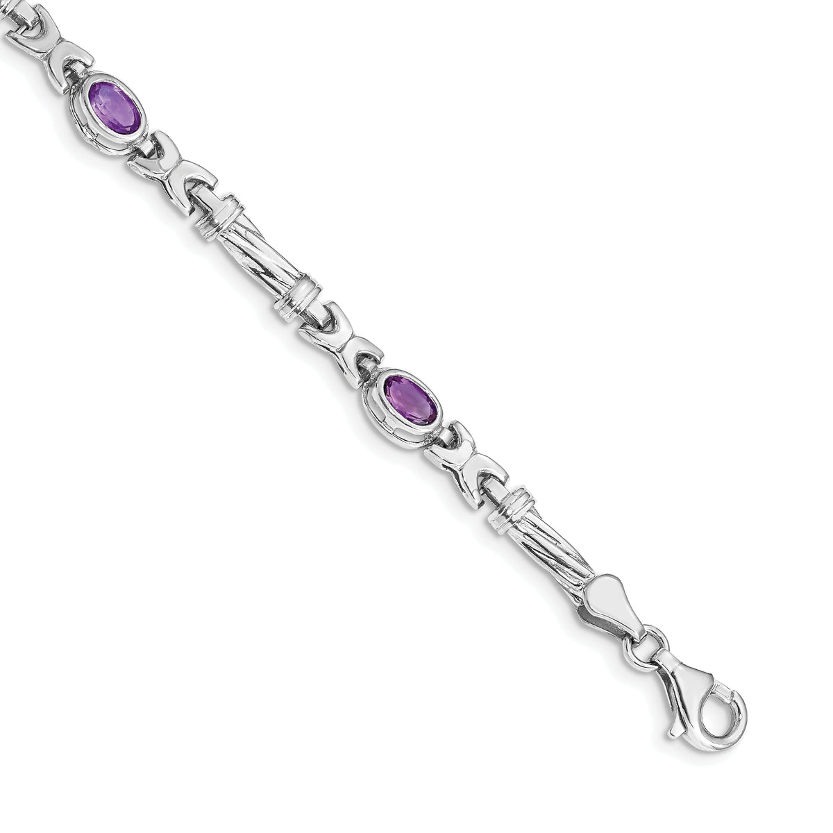 14k White Gold Amethyst Bracelet