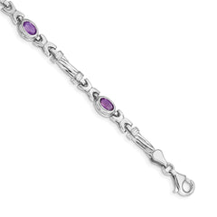 14k White Gold Amethyst Bracelet