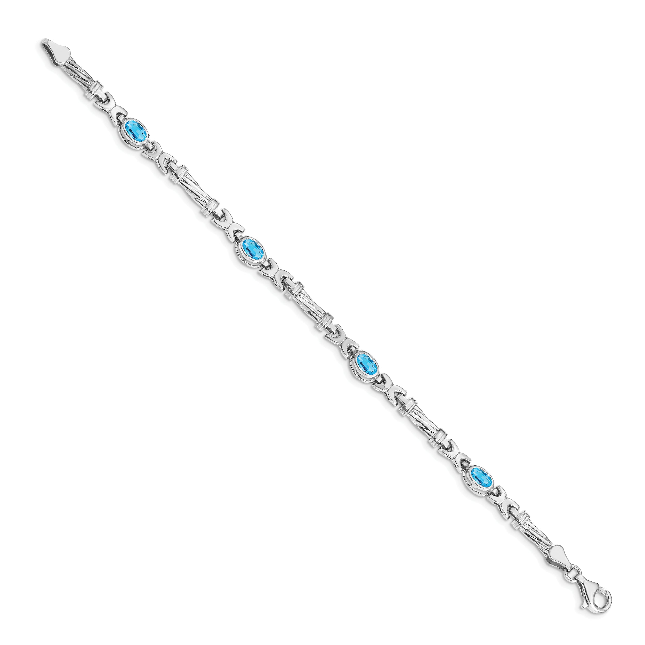 14k White Gold Blue Topaz Bracelet