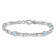 14k White Gold Blue Topaz Bracelet