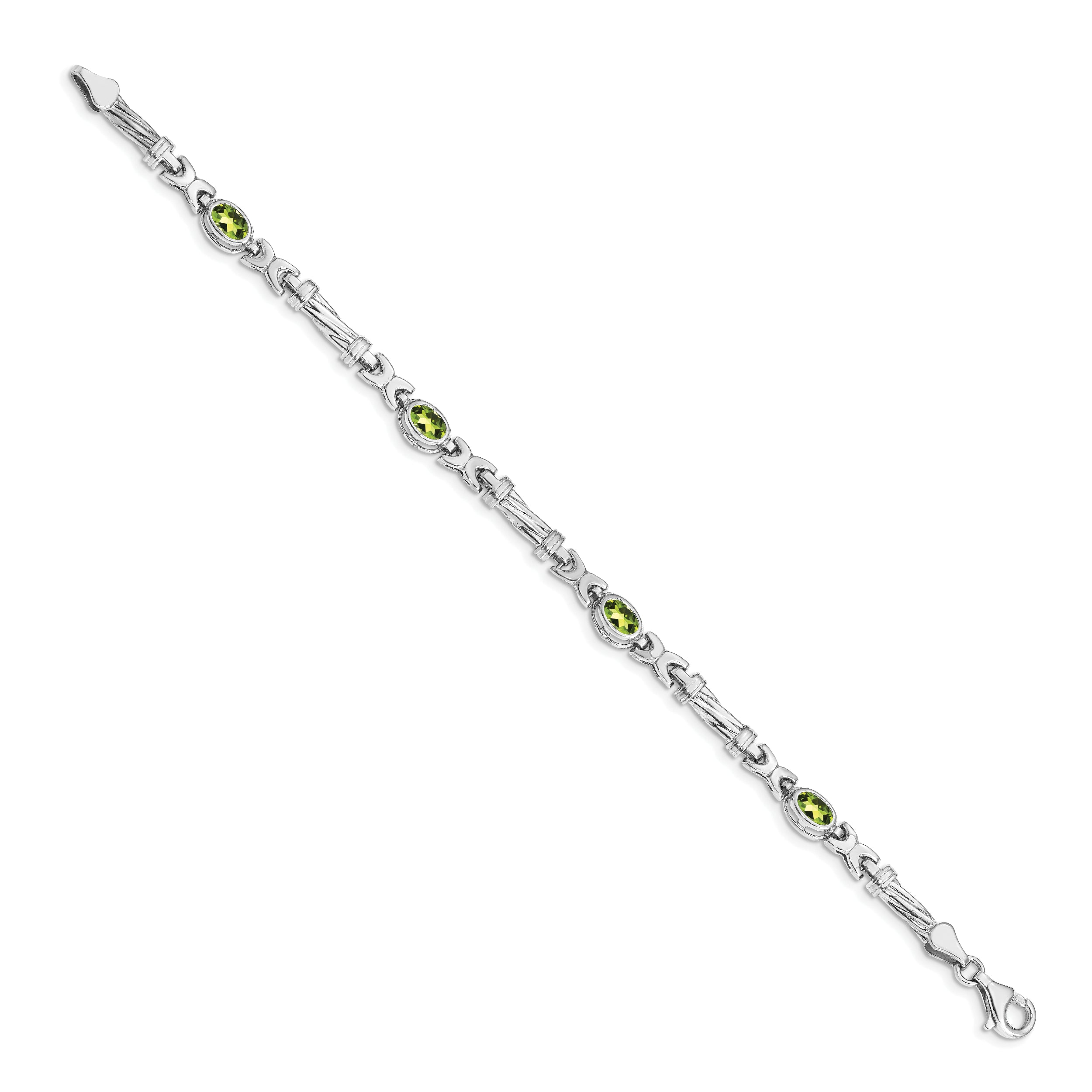 14k White Gold Peridot Bracelet