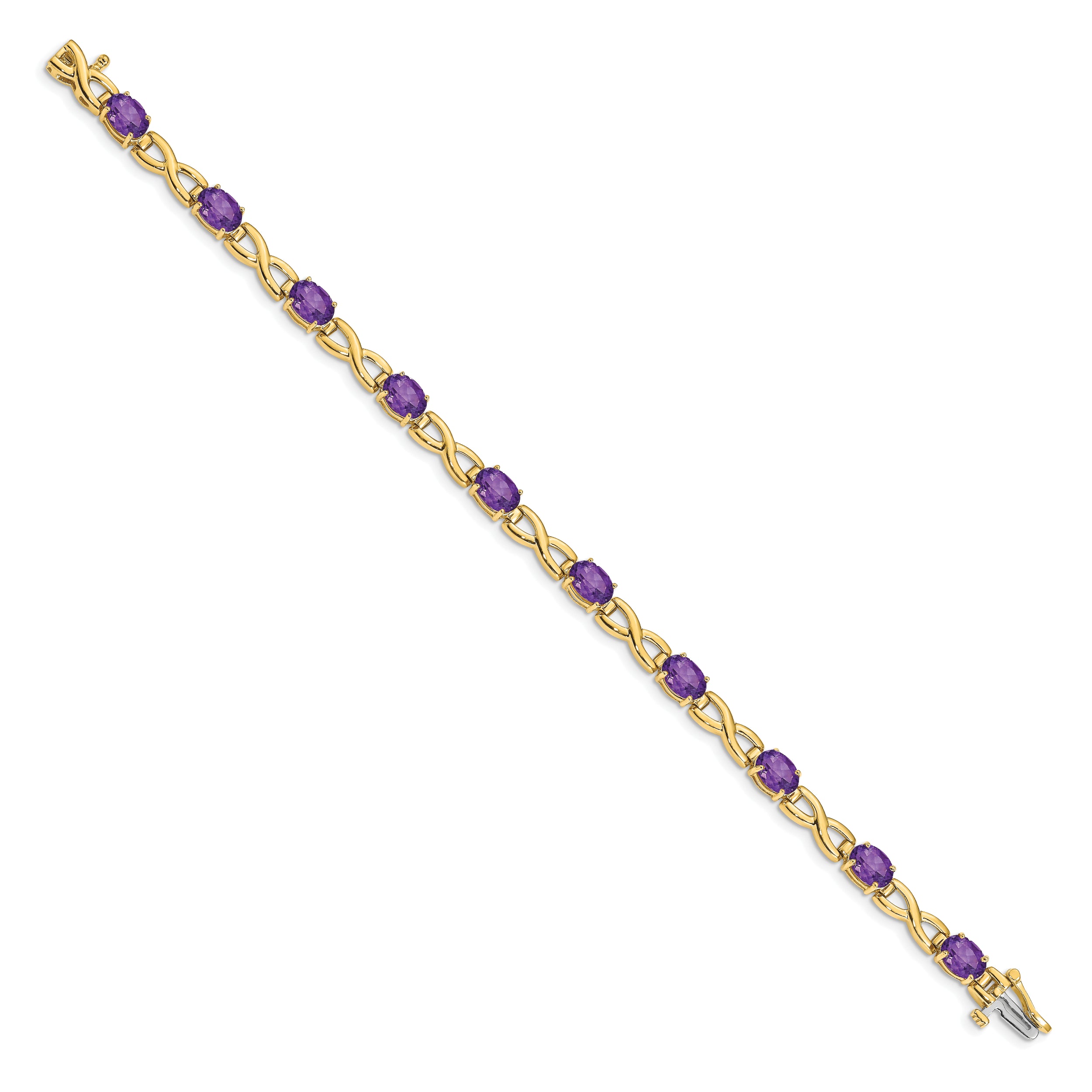 14k 7x5mm Oval Amethyst Bracelet