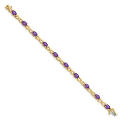 14k 7x5mm Oval Amethyst Bracelet