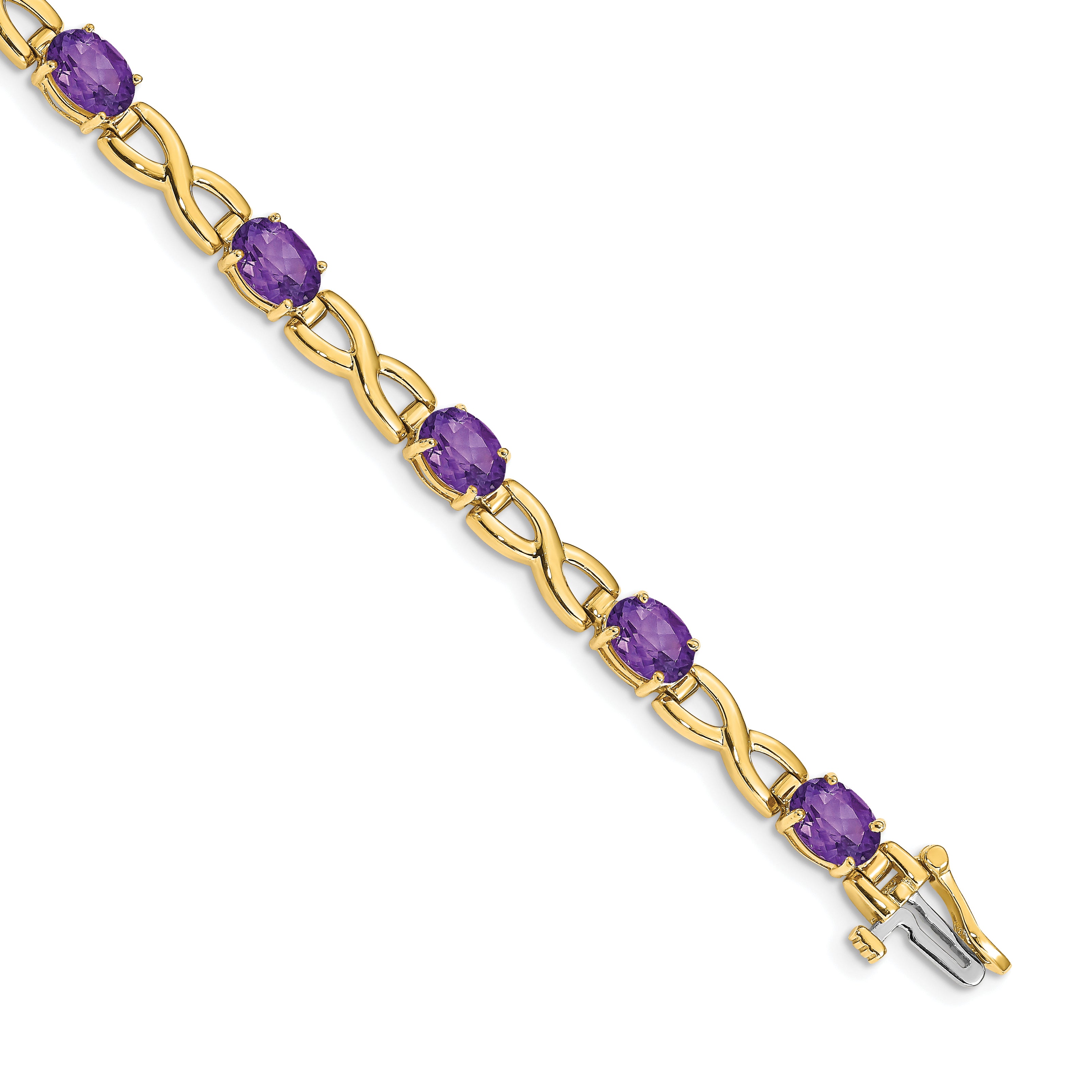 14k 7x5mm Oval Amethyst Bracelet