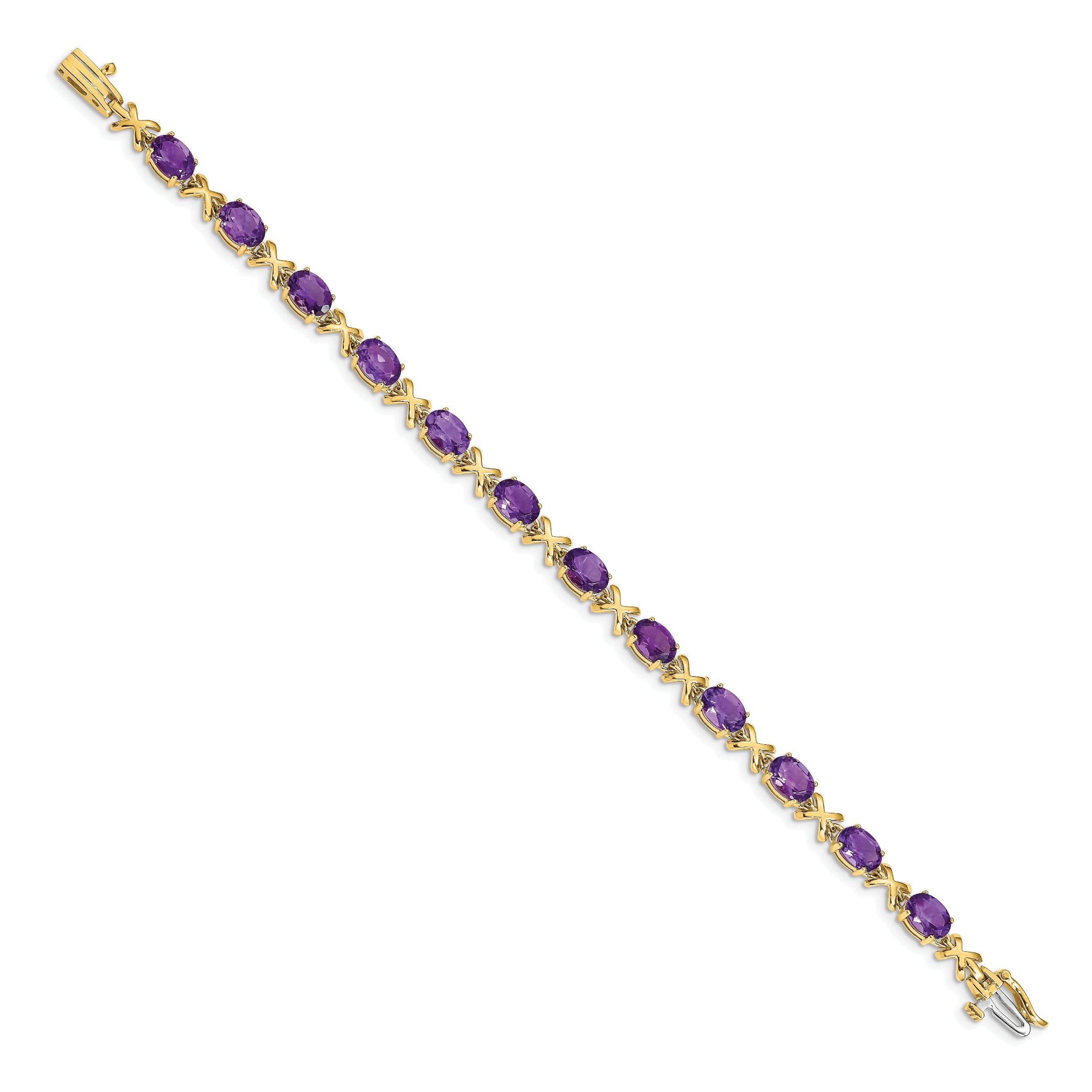 14k 7x5mm Oval Amethyst Bracelet