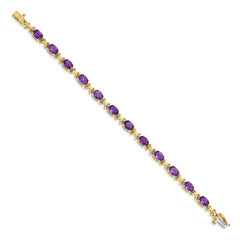 14k 7x5mm Oval Amethyst Bracelet