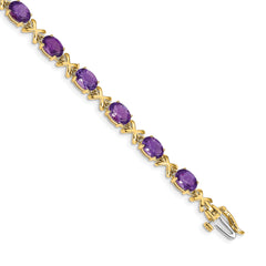 14k 7x5mm Oval Amethyst Bracelet