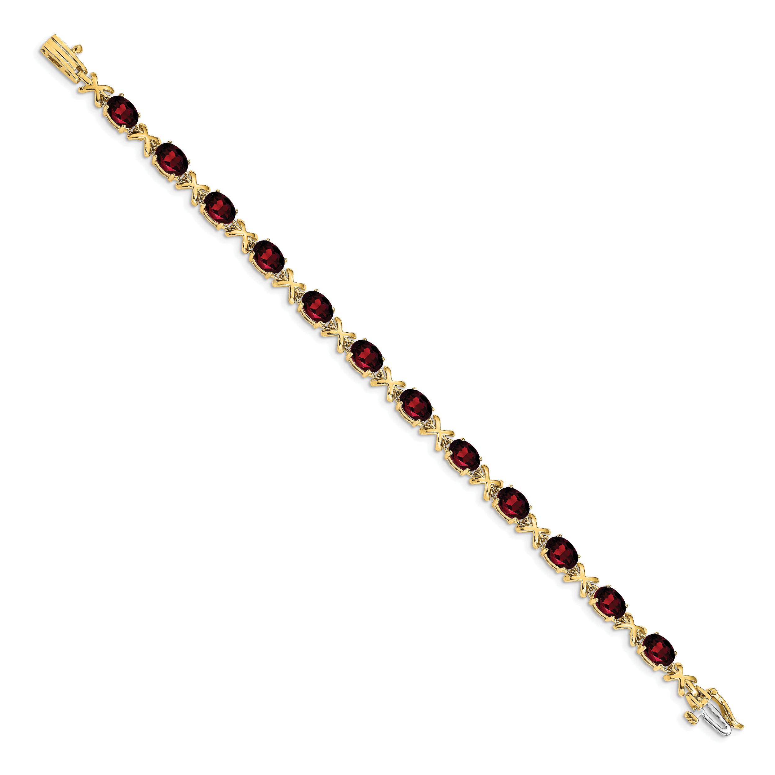 14k 7x5mm Oval Garnet Bracelet