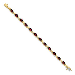 14k 7x5mm Oval Garnet Bracelet