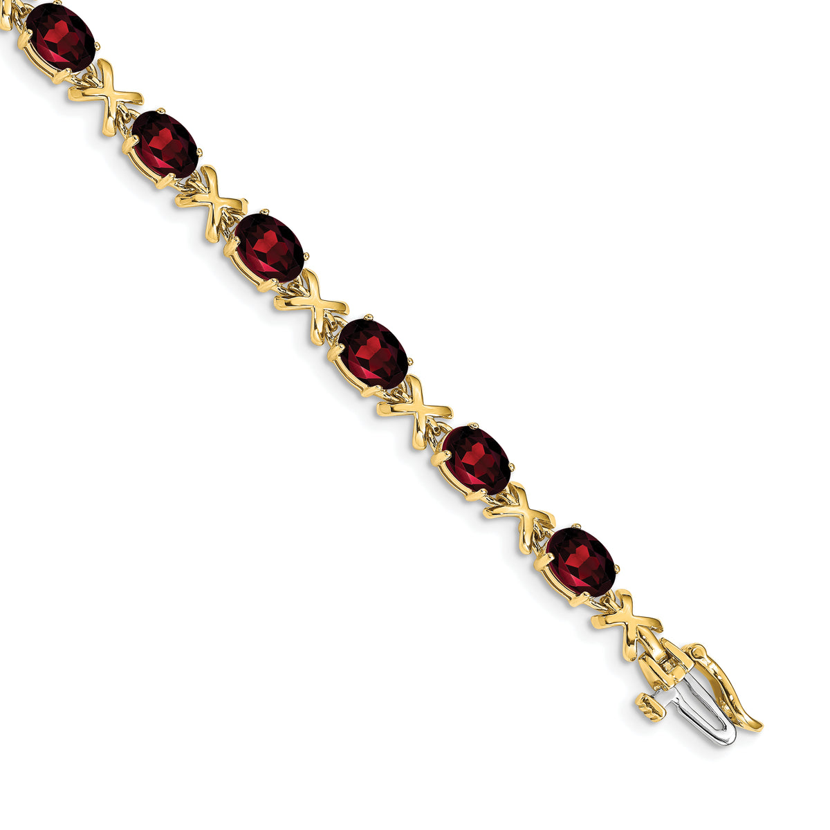 14k 7x5mm Oval Garnet Bracelet