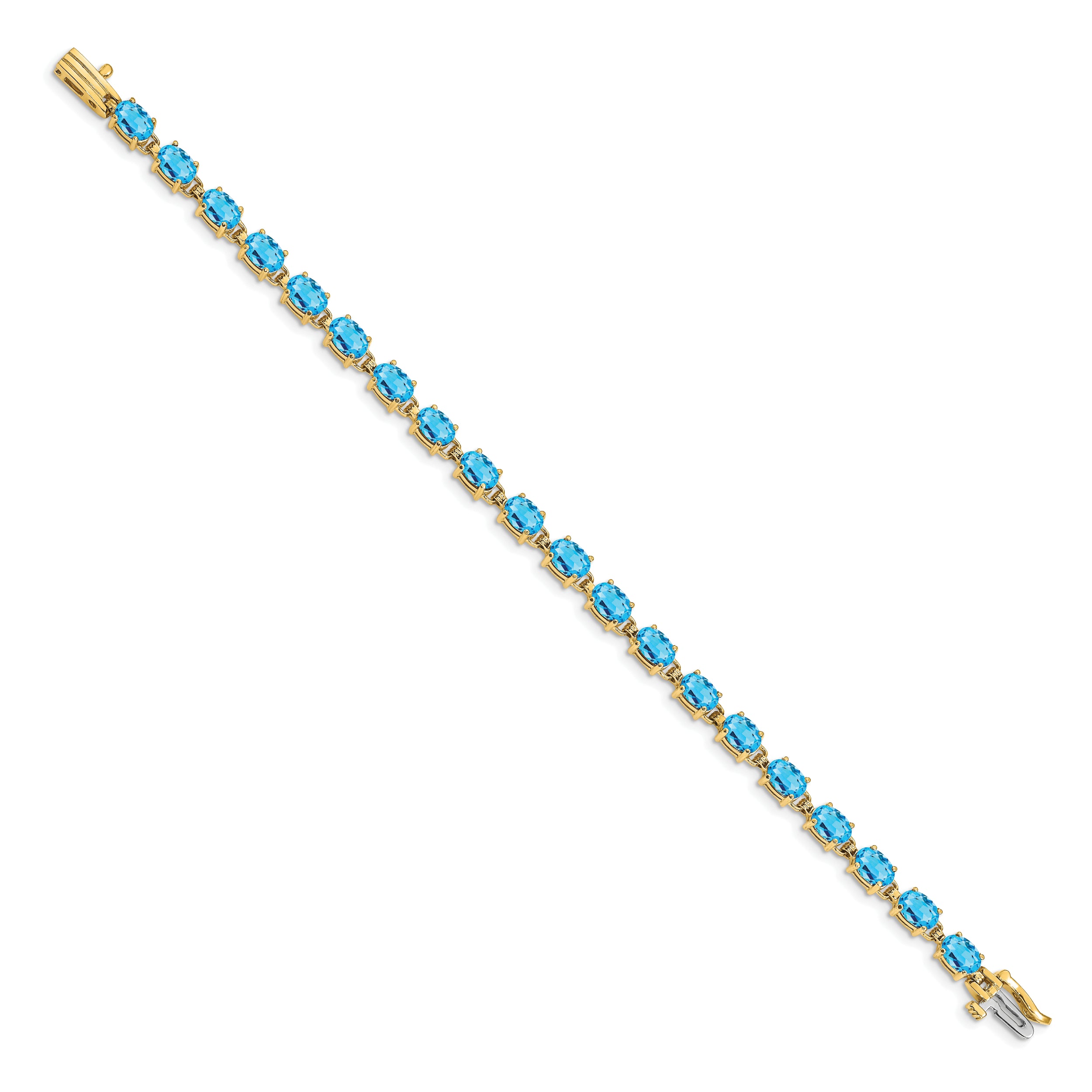 14k 6x4mm Oval Blue Bracelet