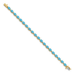 14k 6x4mm Oval Blue Bracelet