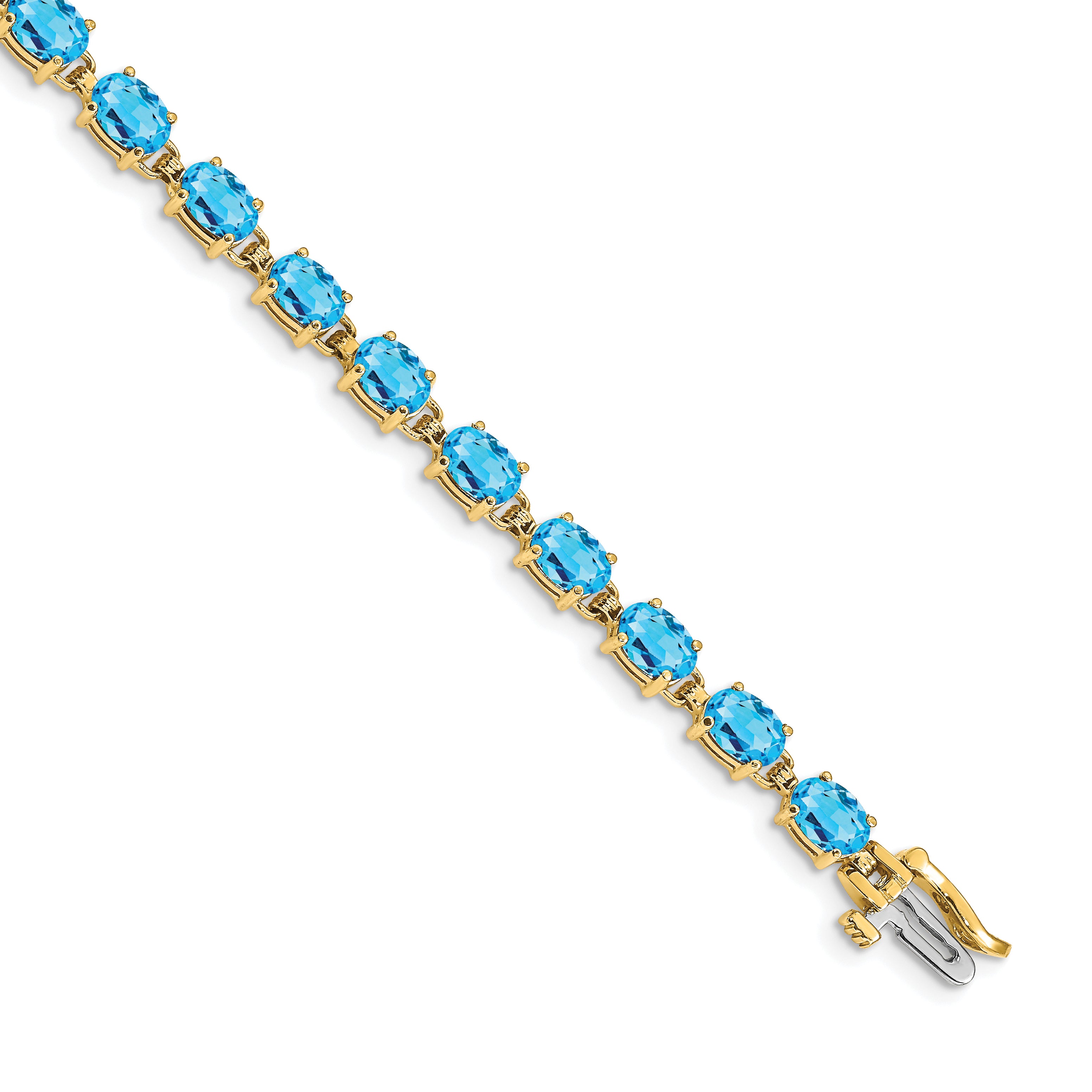 14k 6x4mm Oval Blue Bracelet