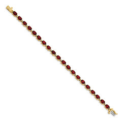 14k 6x4mm Oval Garnet Bracelet