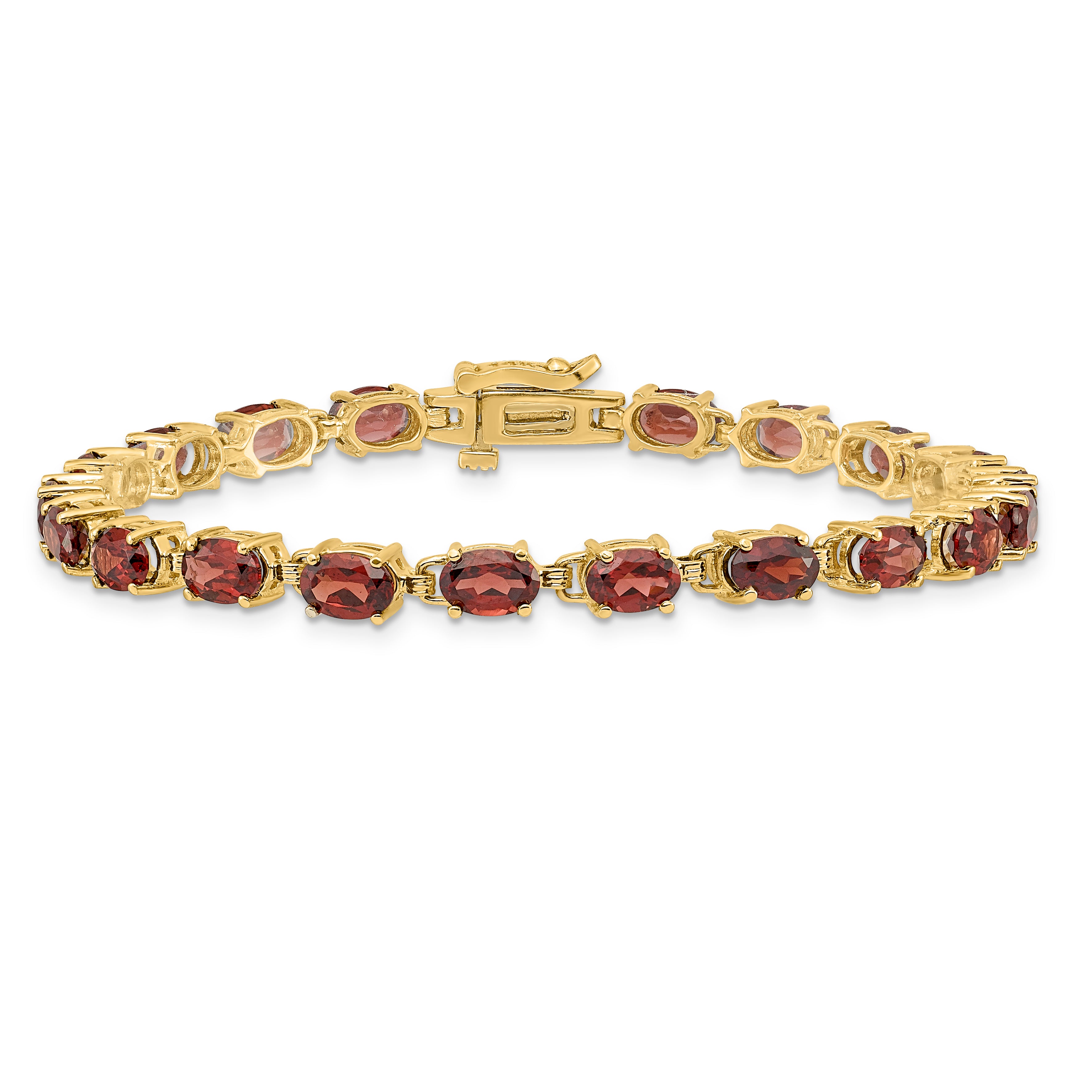 14k 6x4mm Oval Garnet Bracelet