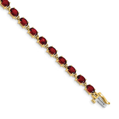 14k 6x4mm Oval Garnet Bracelet