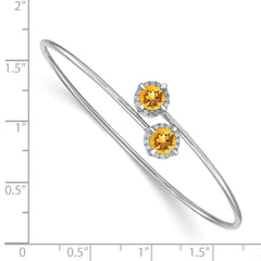 14k White Gold Citrine and Diamond Flexible Bangle