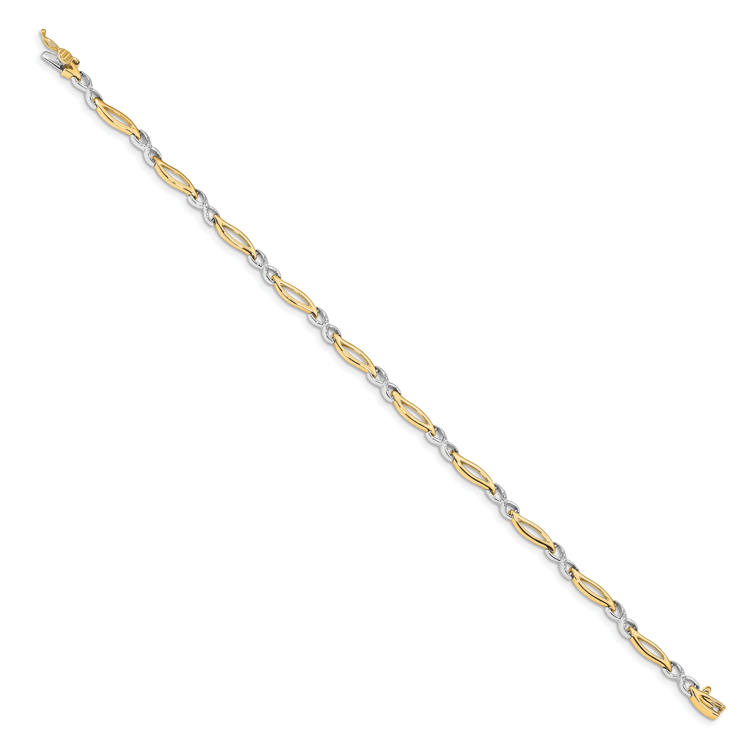 14k Two-tone Diamond Infinity 7 in Link Bracelet