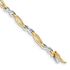 14k Two-tone Diamond Infinity 7 in Link Bracelet