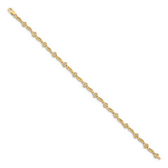 10k Yellow Gold Diamond Hearts Tennis Bracelet