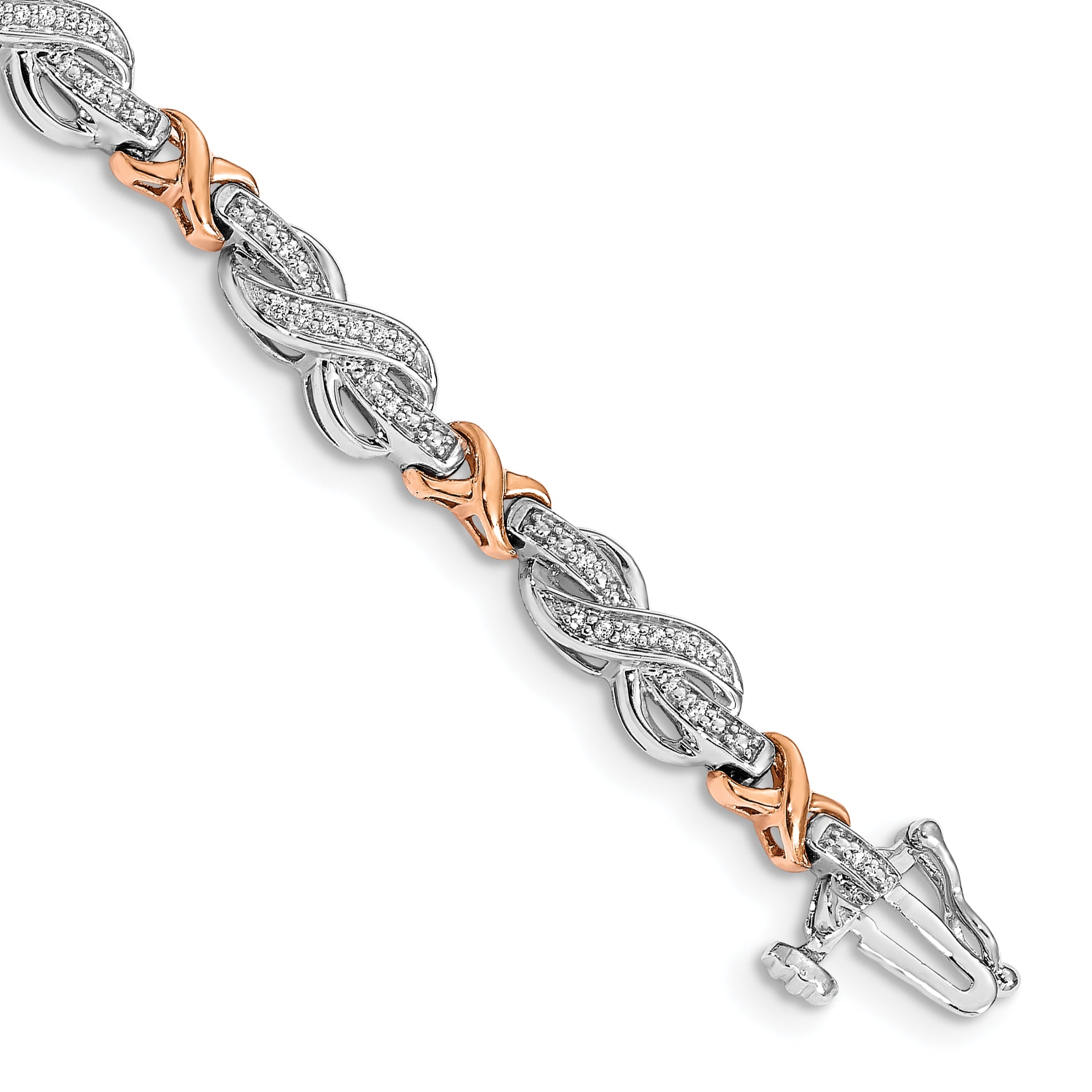 14k Two-tone Diamond Infinity Symbol Link Bracelet