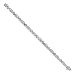 14k White Gold Diamond Flower Link Bracelet