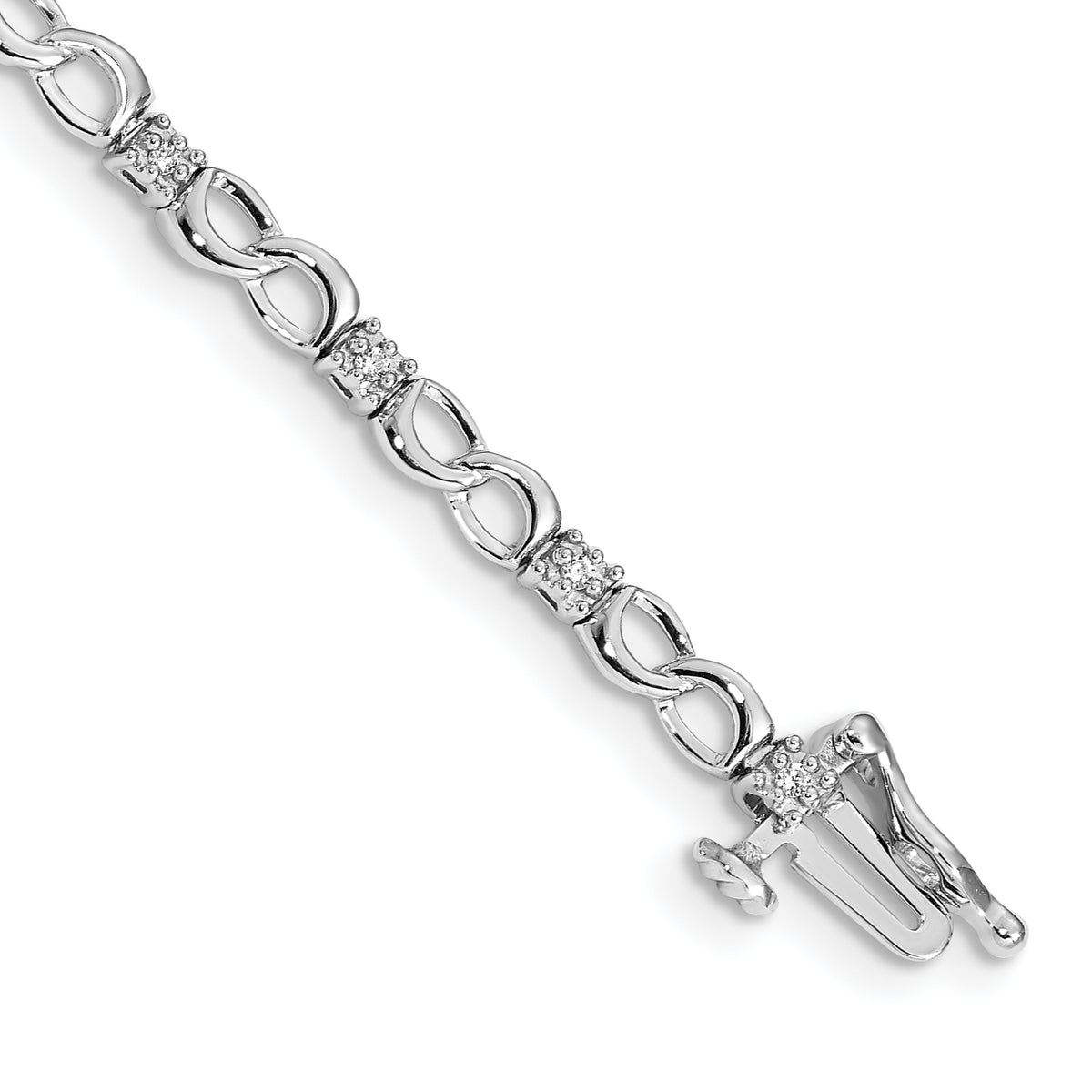 14k White Gold Diamond Figure 8 Link Bracelet