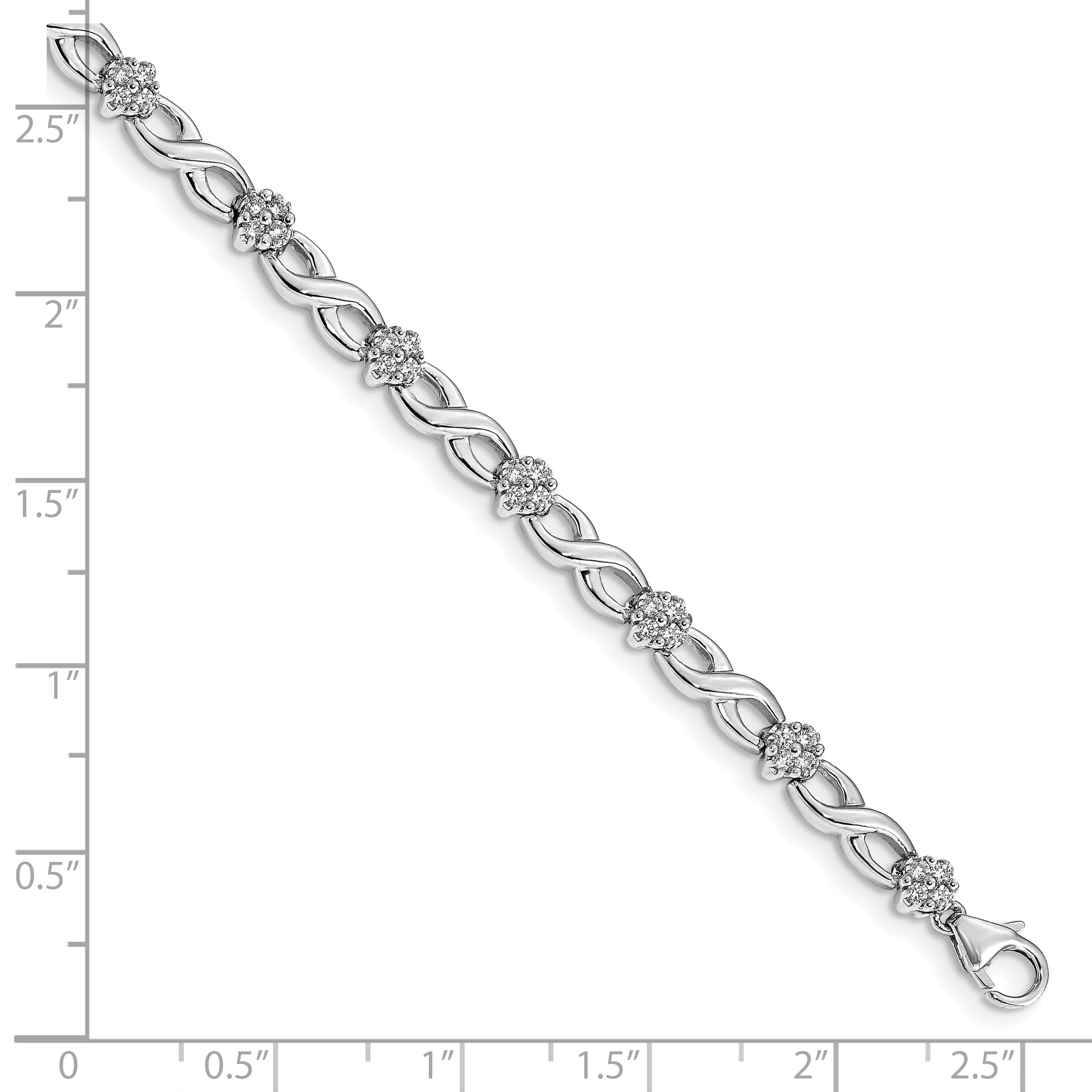 14K White Gold Lab Grown Diamond Flower Infinity Bracelet