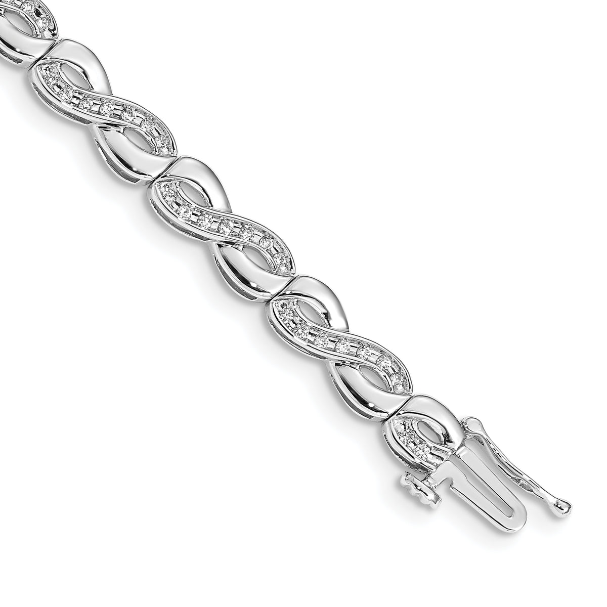 14k White Gold Diamond Infinity Link Bracelet