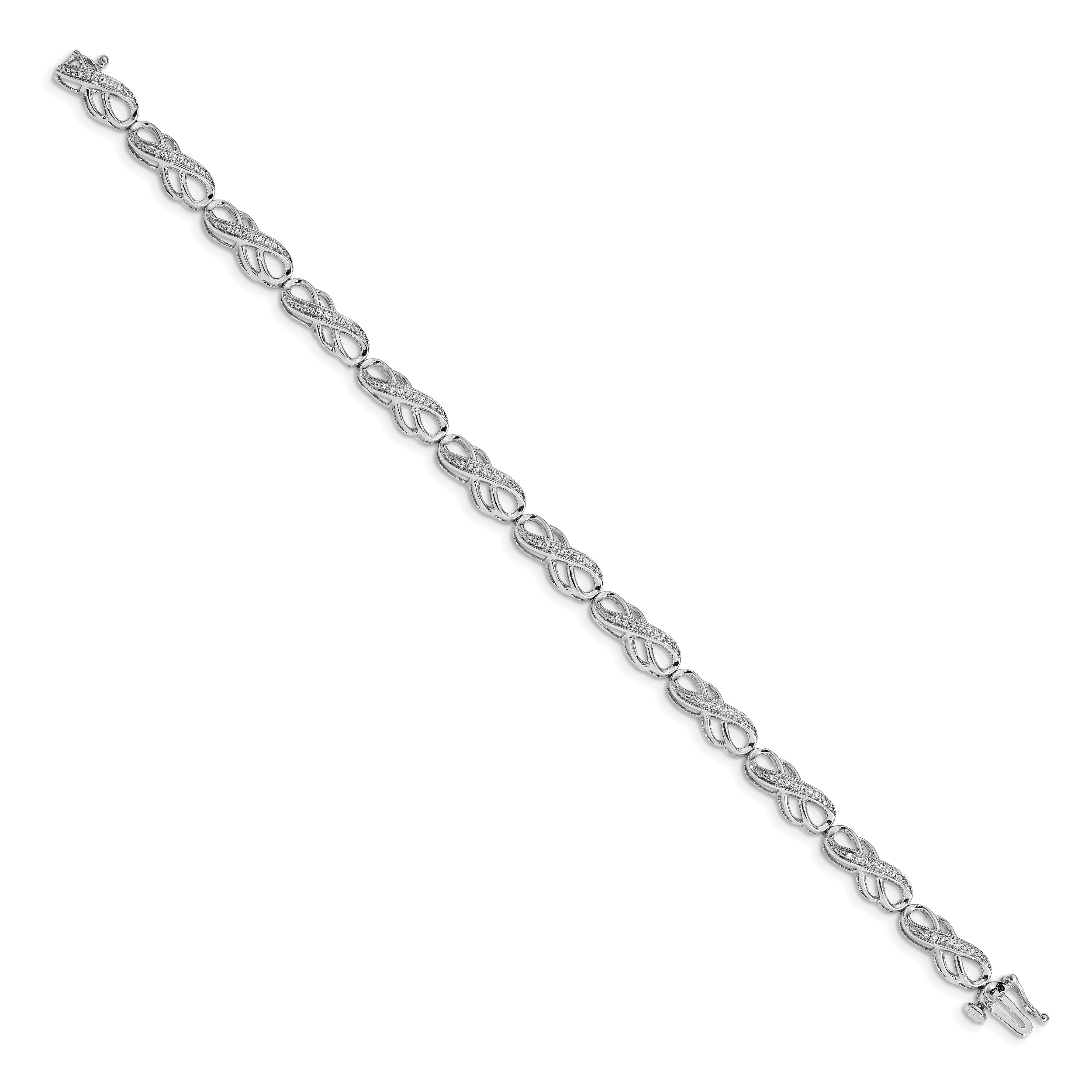 14k White Gold Diamond Infinity Symbol Link Bracelet