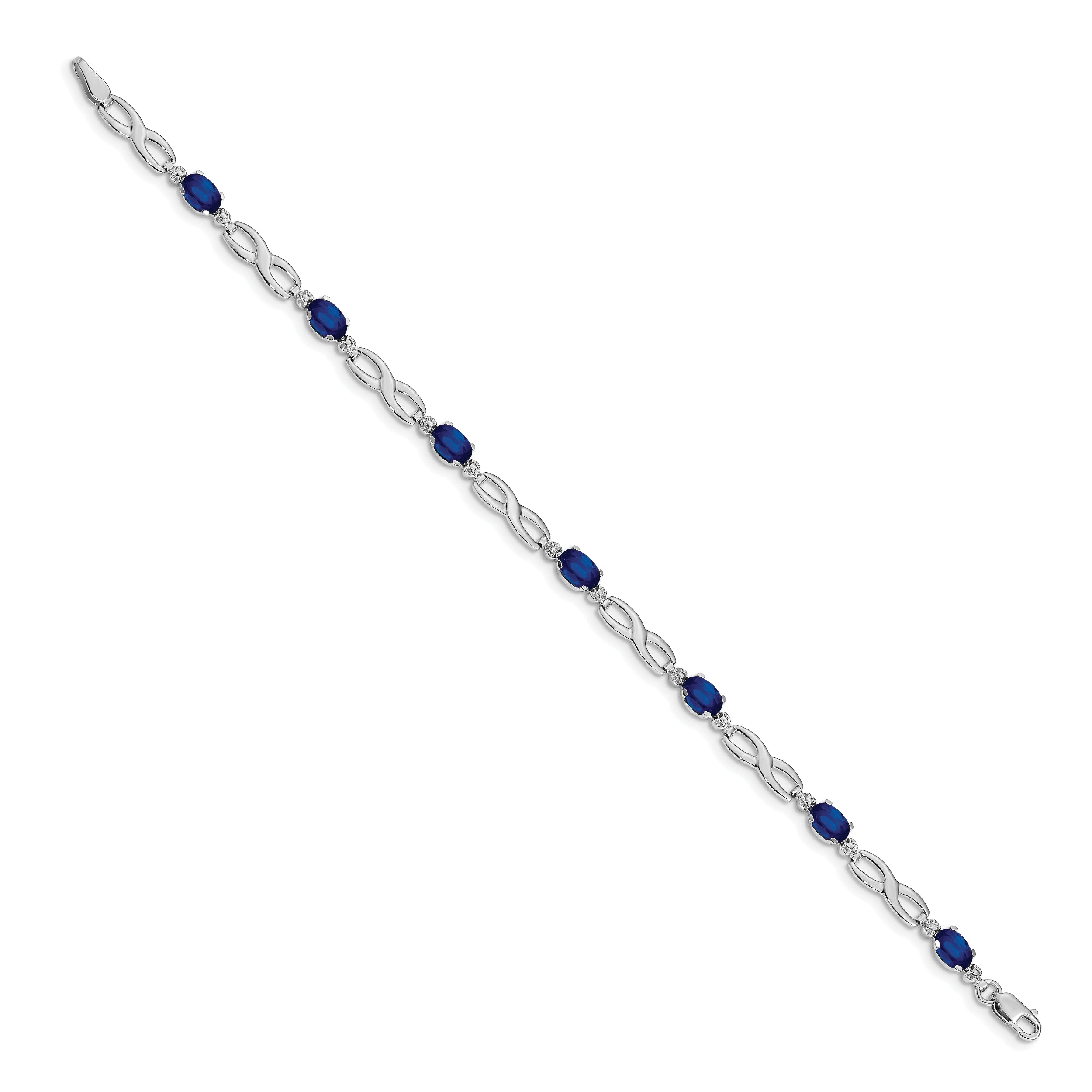 14k White Gold Infinity Diamond and Sapphire Bracelet