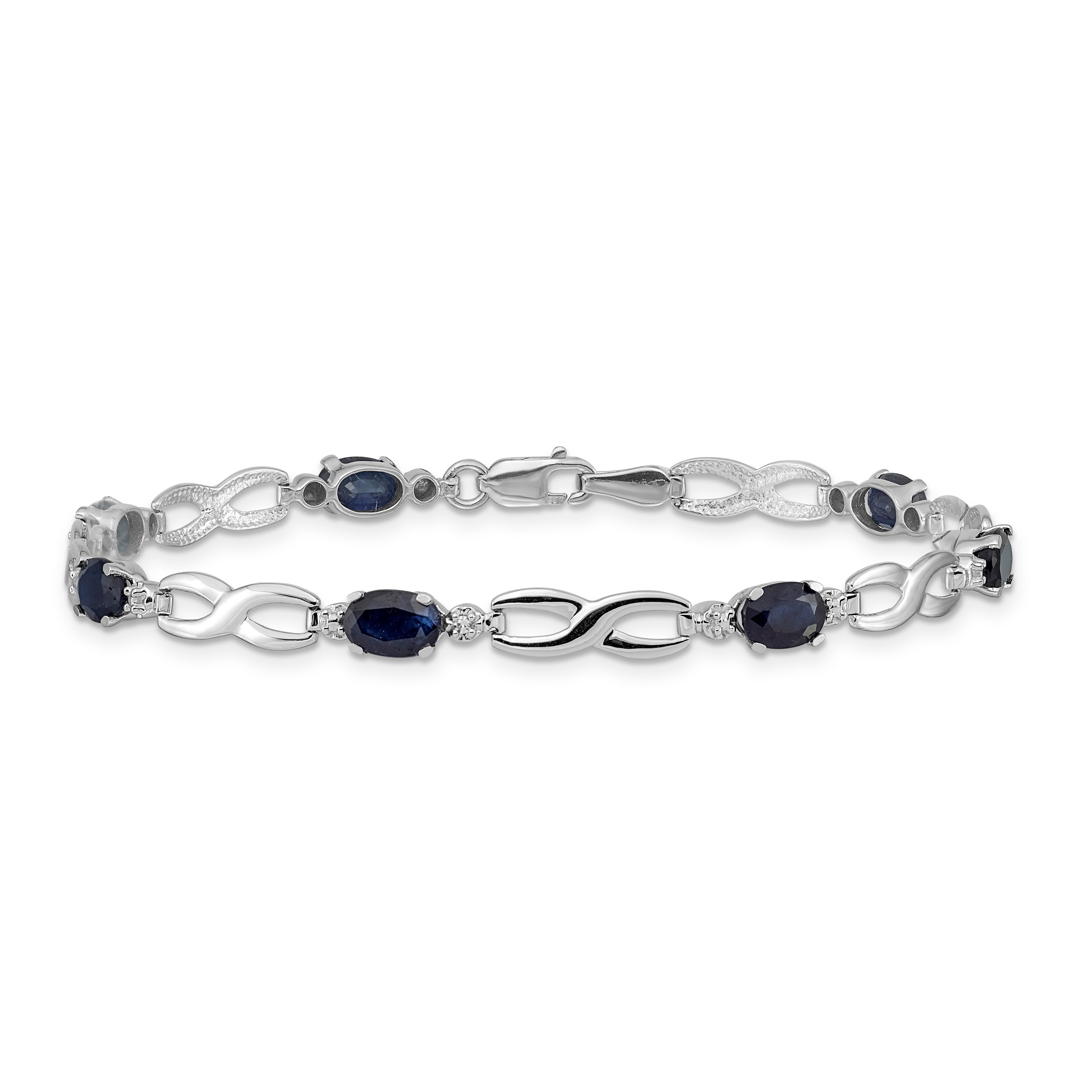 14k White Gold Infinity Diamond and Sapphire Bracelet