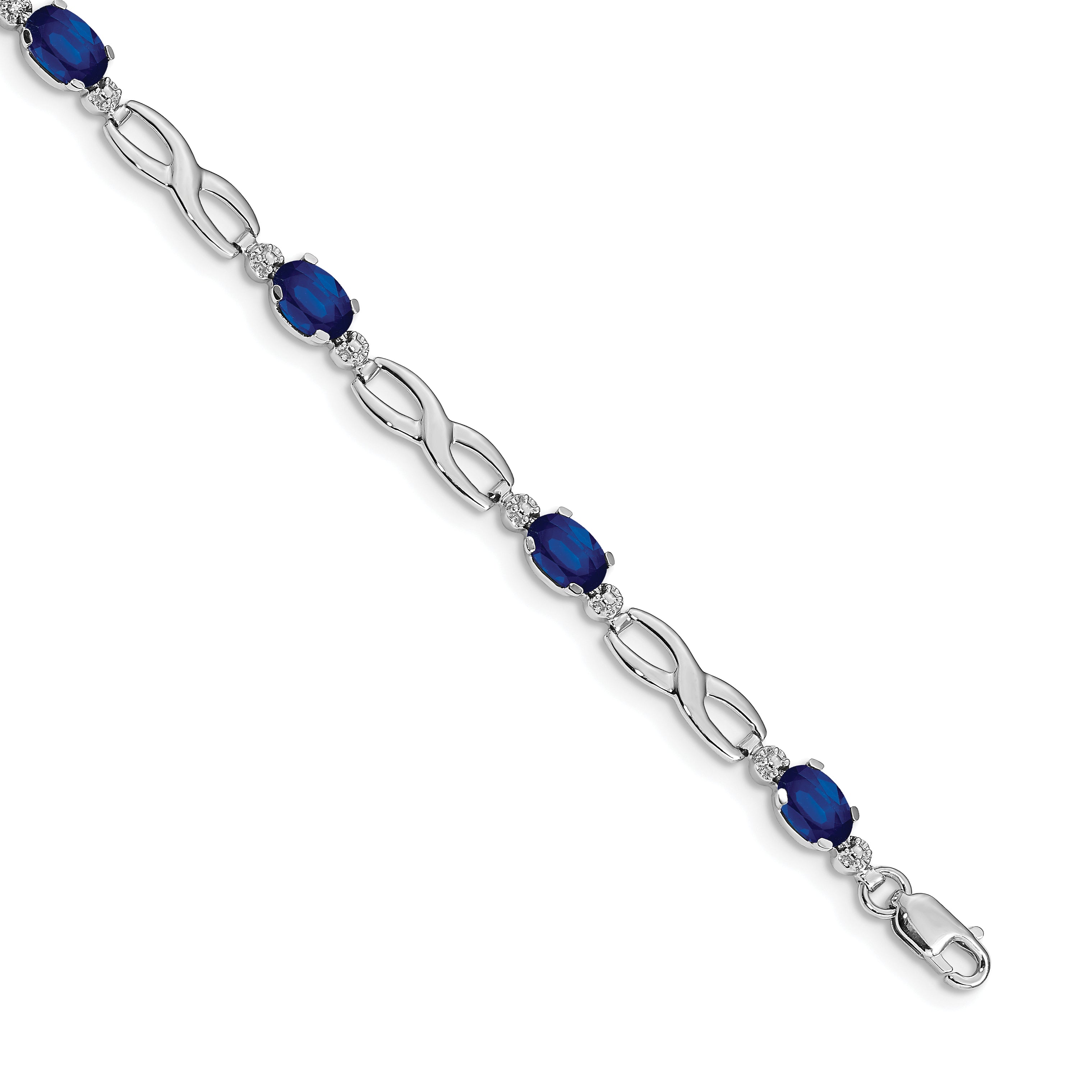 14k White Gold Infinity Diamond and Sapphire Bracelet