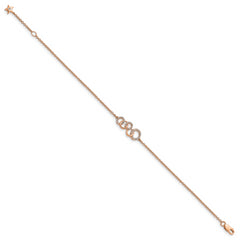 10k Rose Gold Diamond Circles w/Star Dangle 7in Bracelet