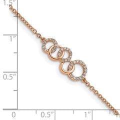 10k Rose Gold Diamond Circles w/Star Dangle 7in Bracelet