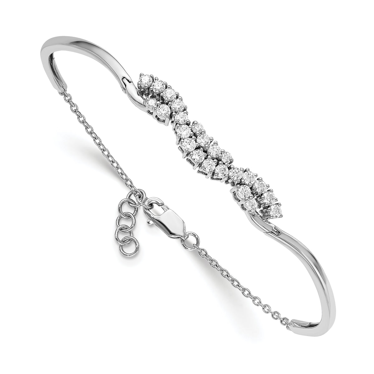 14K White Gold Lab Grown Diamond VS/SI GH, Cluster Bangle Bracelet