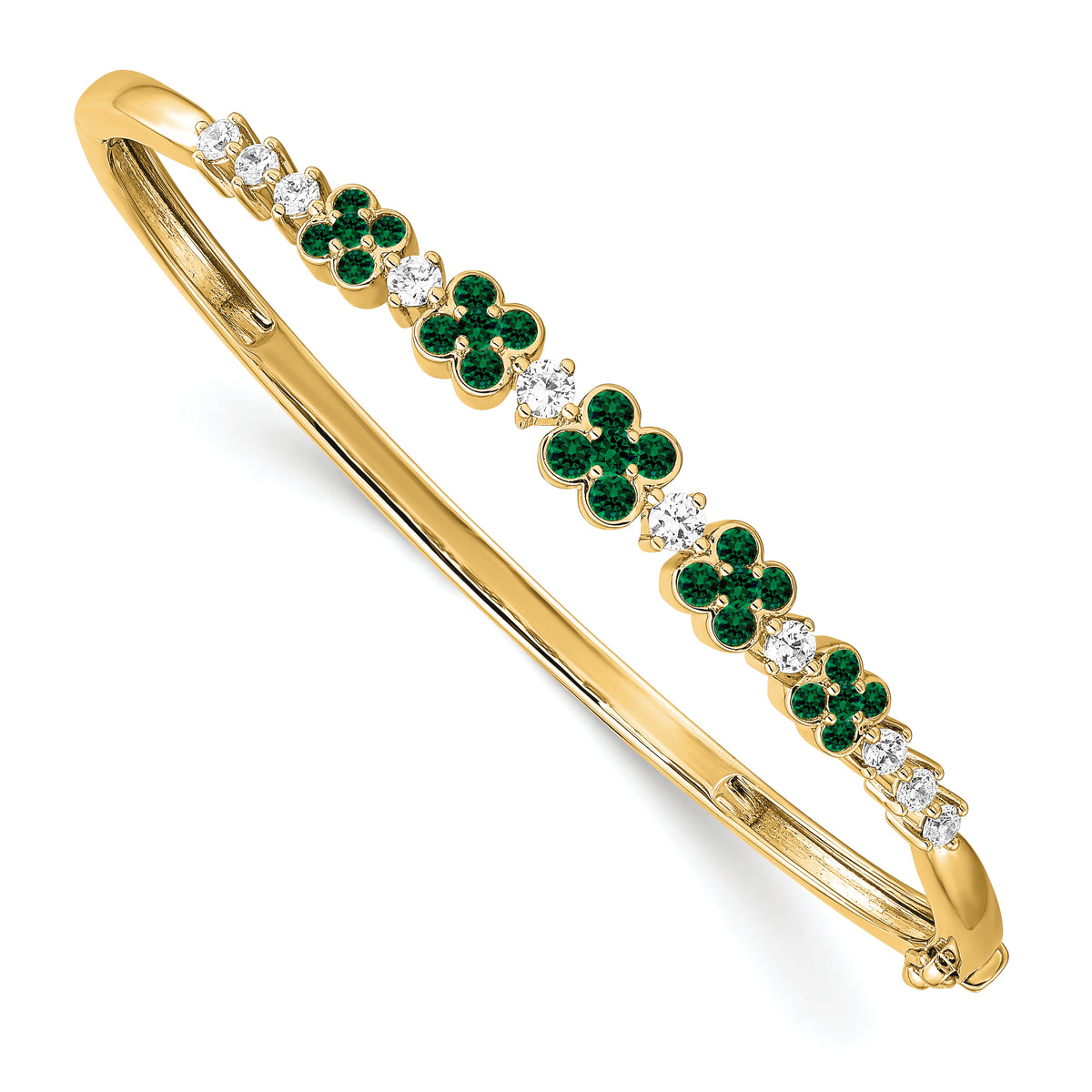 14K Lab Grown Diamond VS/SI GH, Cr.Emerald Bangle Bracelet