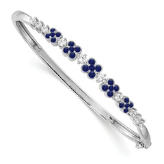 14K White Gold Lab Grown Dia. VS/SI GH, Cr.Sapphire  Bangle Bracelet