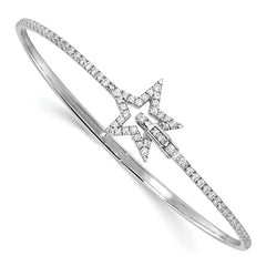 14K White Gold Lab Grown Diamond Star Hinged Bangle