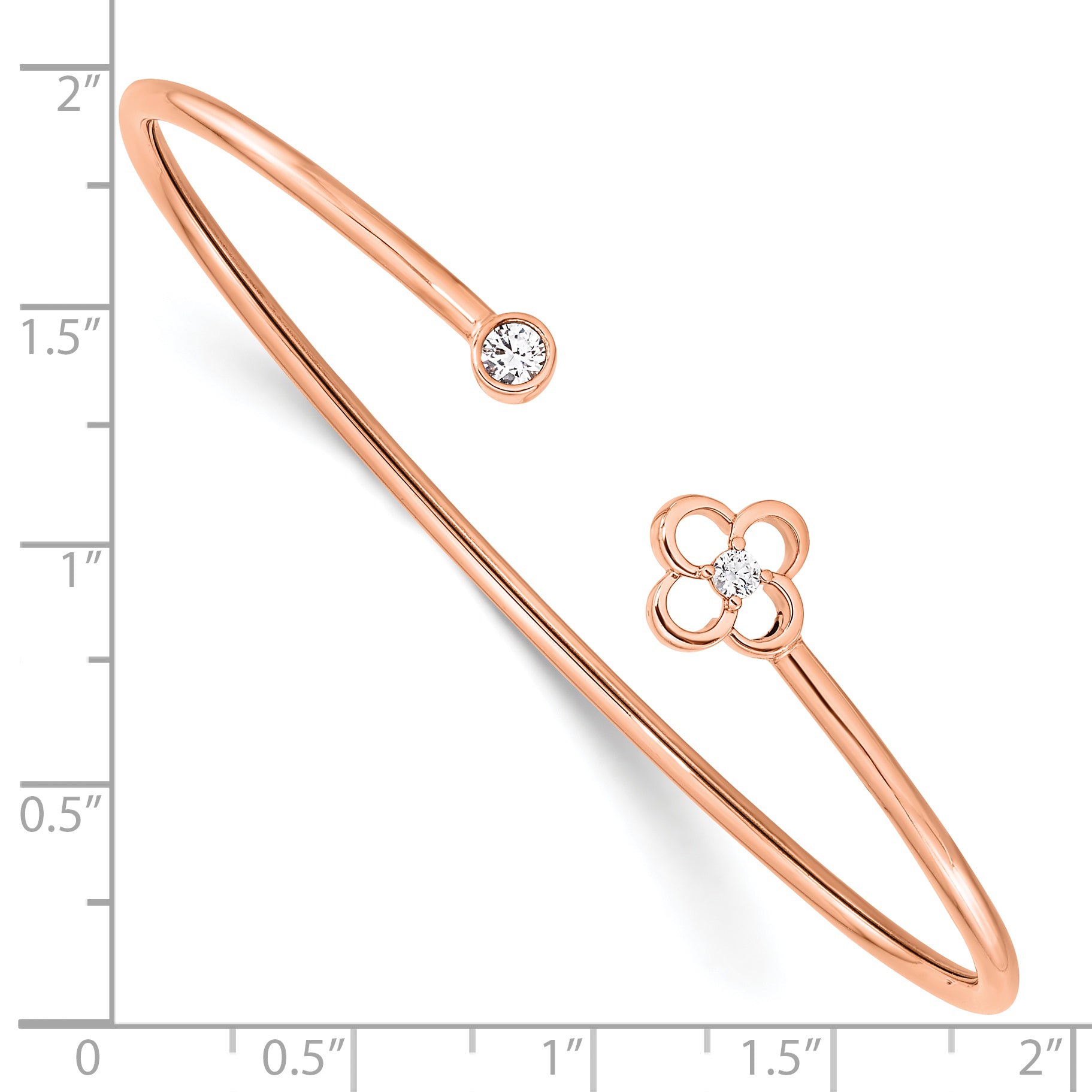 14K Rose Gold Lab Grown Diamond VS/SI GH, Floral Flexible Bangle