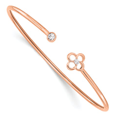 14K Rose Gold Lab Grown Diamond VS/SI GH, Floral Flexible Bangle