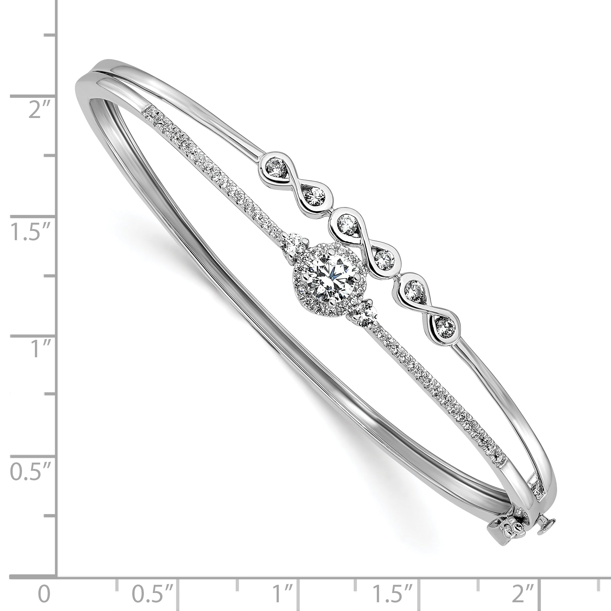 14K White Lab Grown Diamond Swirl Bangle