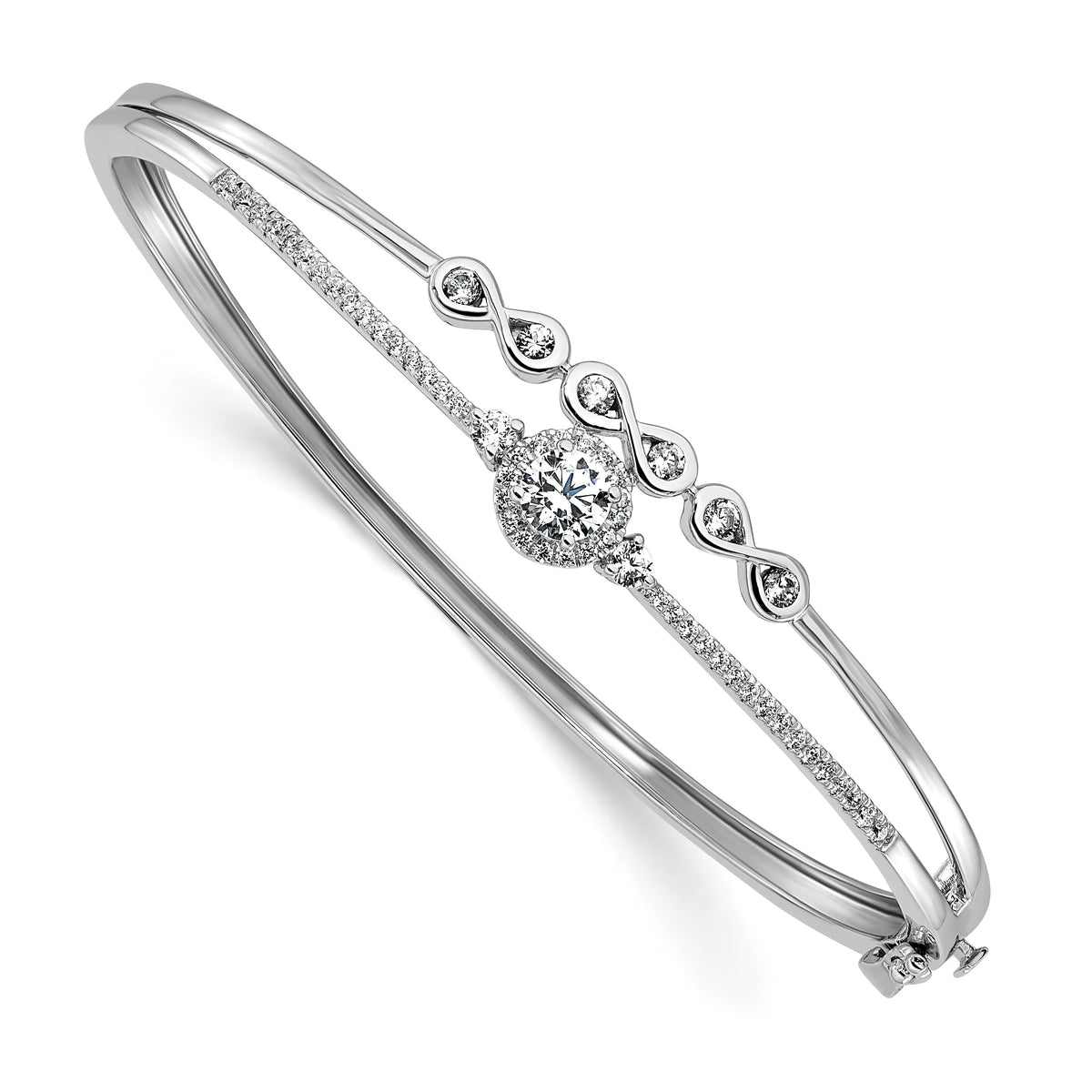 14K White Lab Grown Diamond Swirl Bangle