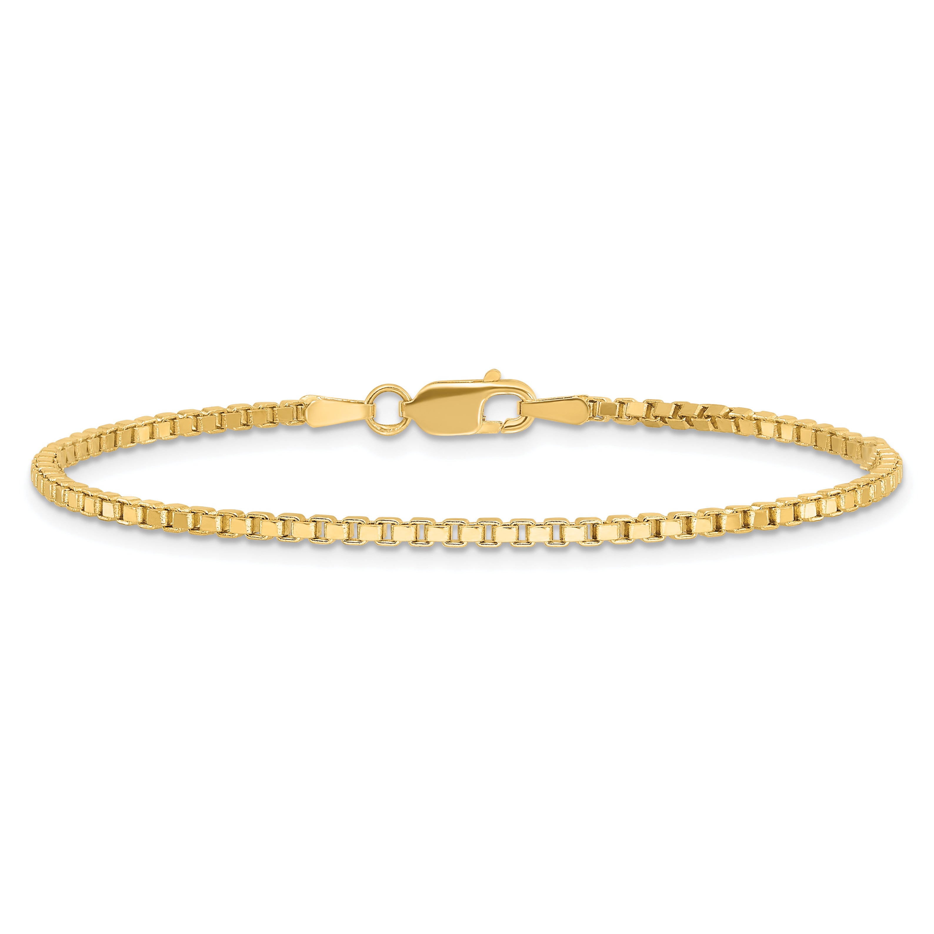 14K 7 inch 1.9mm Box with Lobster Clasp Bracelet