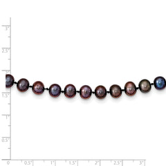 14k 6-7mm Black Near Round Freshwater Cultured Pearl Necklace