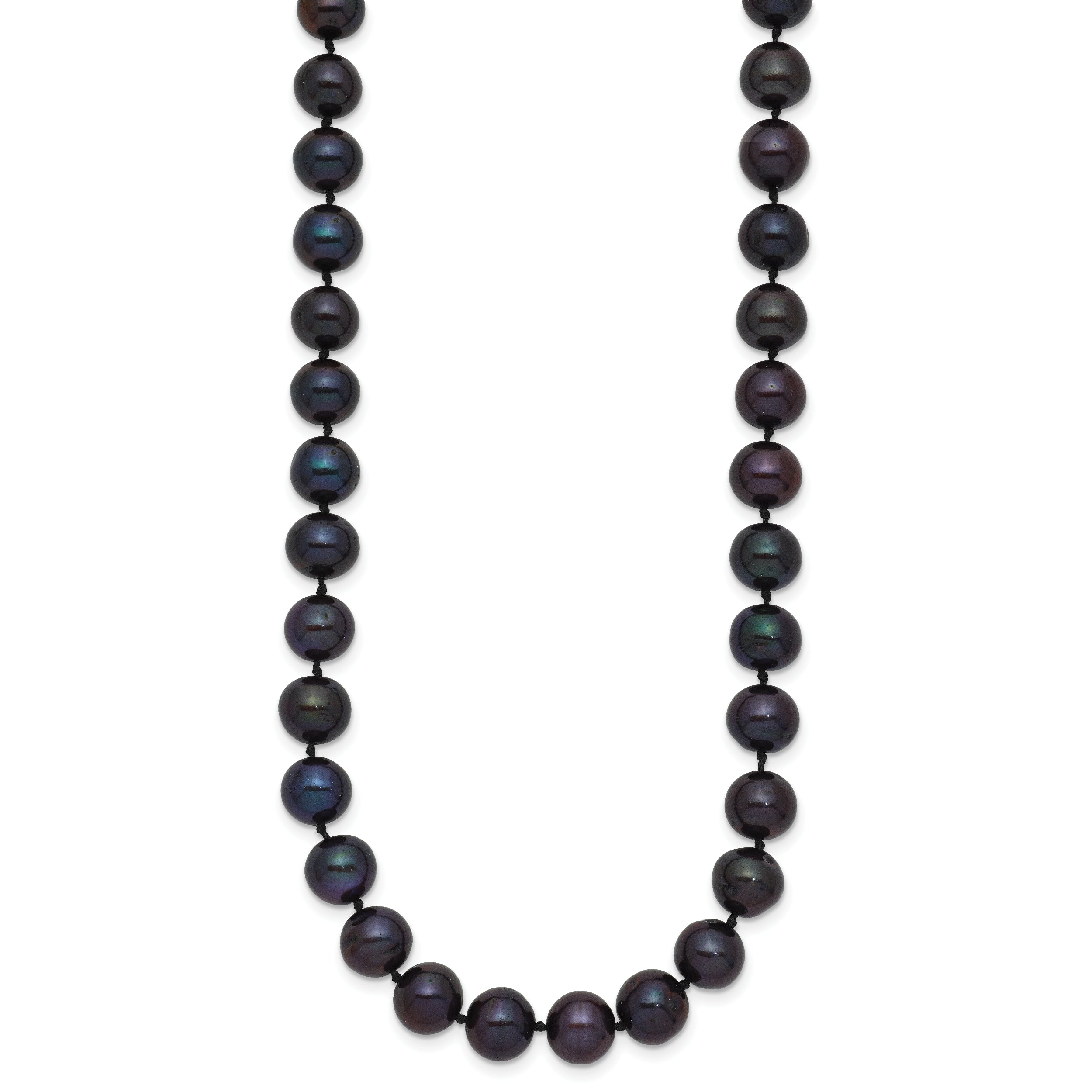 14K Gold Freshwater Pearl Necklace with Black Cultured 7-8mm Gems Elegant Women's Accessory